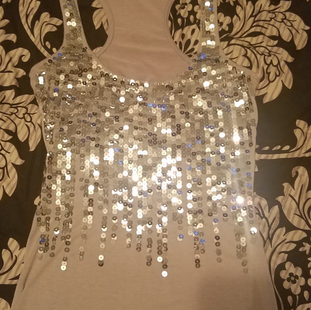 Bling silver tank top